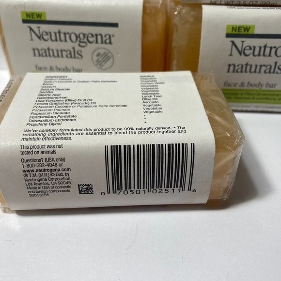 Neutrogena Naturals Face & Body Bar Soap DISCONTINUED Set of 4 - Picture 7 of 13
